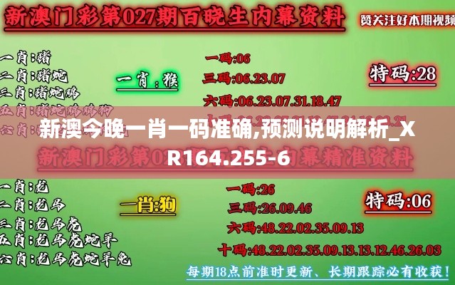 新澳今晚一肖一码准确,预测说明解析_XR164.255-6