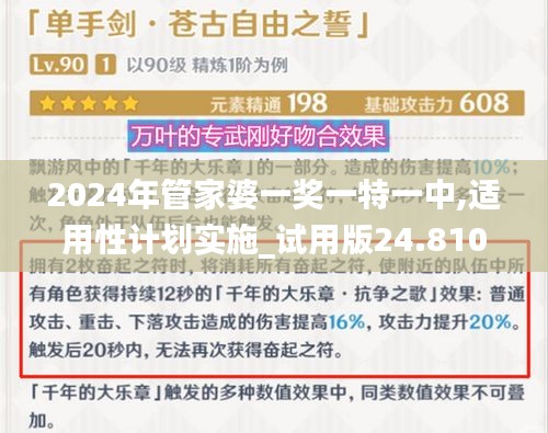 2024年管家婆一奖一特一中,适用性计划实施_试用版24.810