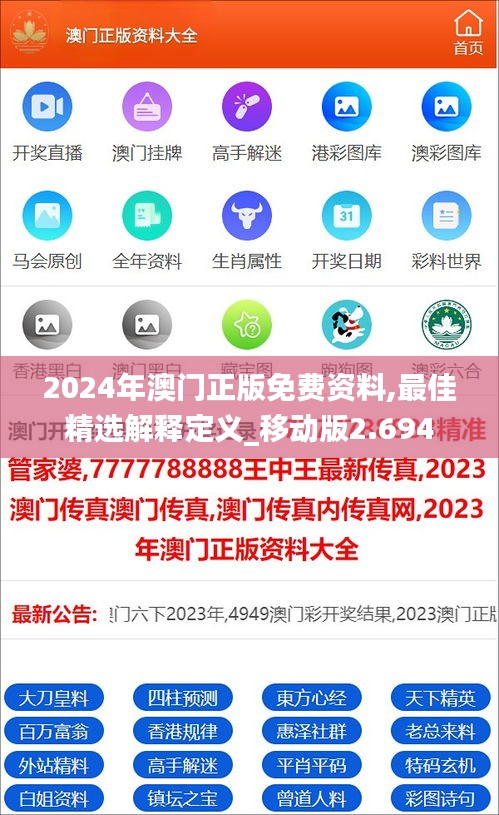 2024年澳门正版免费资料,最佳精选解释定义_移动版2.694