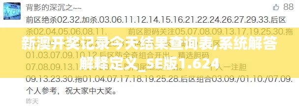 新澳开奖记录今天结果查询表,系统解答解释定义_SE版1.624