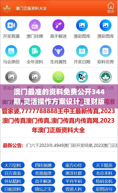 澳门最准的资料免费公开344期,灵活操作方案设计_理财版5.421