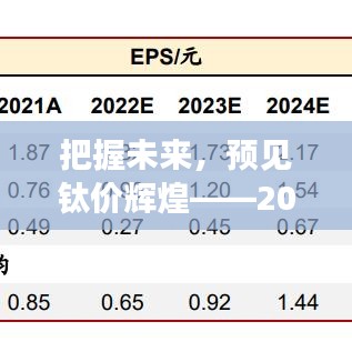 预见辉煌，钛价预测之旅——2024年钛市场展望