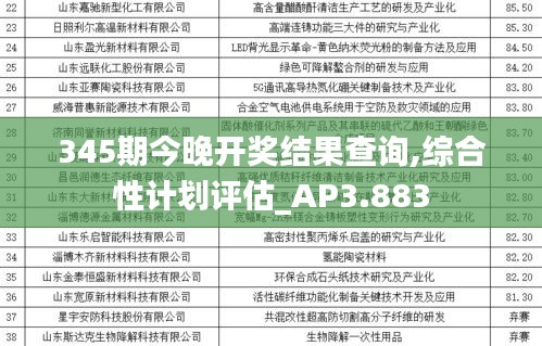 345期今晚开奖结果查询,综合性计划评估_AP3.883