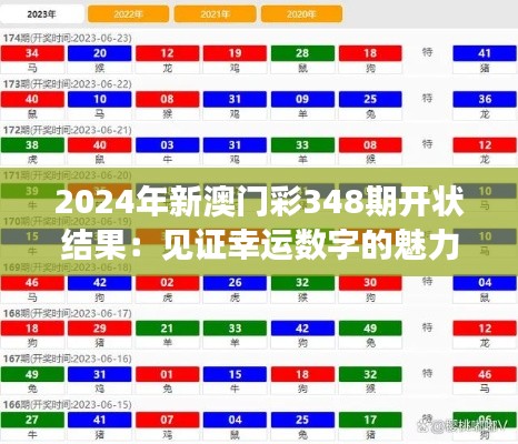 2024年新澳门彩348期开状结果：见证幸运数字的魅力