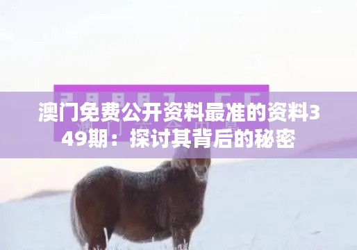 澳门免费公开资料最准的资料349期：探讨其背后的秘密