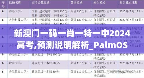 新澳门一码一肖一特一中2024高考,预测说明解析_PalmOS4.200