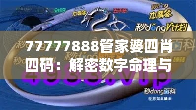 77777888管家婆四肖四码：解密数字命理与肖码的秘密