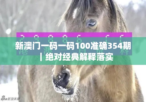 新澳门一码一码100准确354期｜绝对经典解释落实