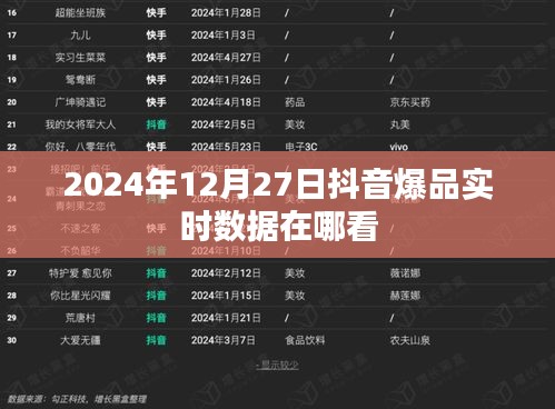 抖音爆品实时数据查看指南，2024年12月27日数据一览