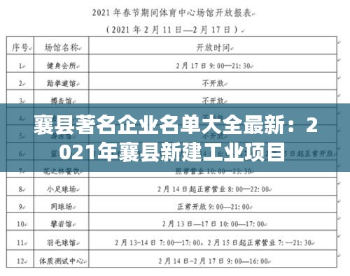 襄县著名企业名单大全最新：2021年襄县新建工业项目 