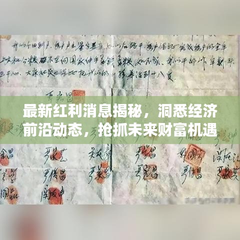 最新红利消息揭秘，洞悉经济前沿动态，抢抓未来财富机遇先机