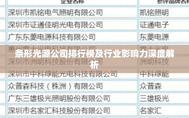 条形光源公司排行榜及行业影响力深度解析