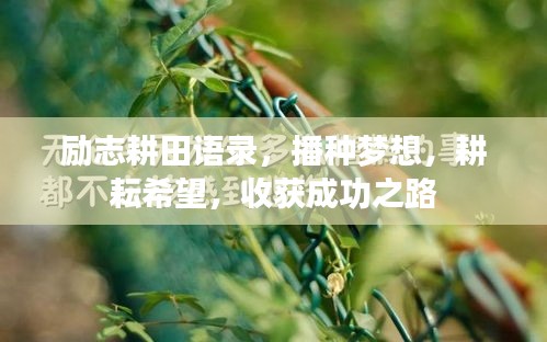 励志耕田语录，播种梦想，耕耘希望，收获成功之路