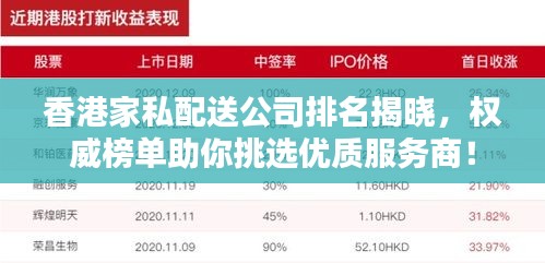 香港家私配送公司排名揭晓，权威榜单助你挑选优质服务商！