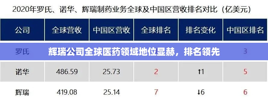 辉瑞公司全球医药领域地位显赫，排名领先