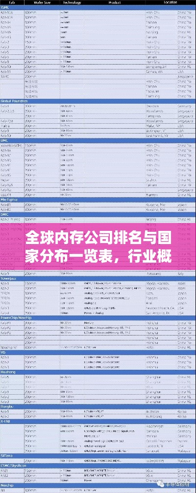 全球内存公司排名与国家分布一览表，行业概览