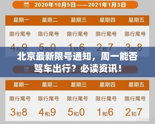 北京最新限号通知，周一能否驾车出行？必读资讯！