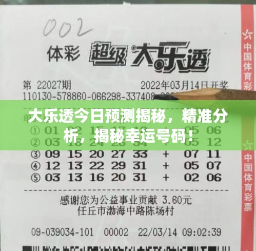 大乐透今日预测揭秘，精准分析，揭秘幸运号码！