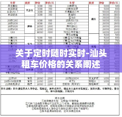 关于定时随时实时-汕头租车价格的关系阐述