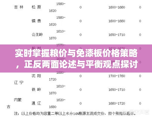 实时掌握粮价与免漆板价格策略，正反两面论述与平衡观点探讨