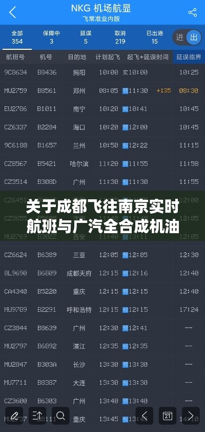 关于成都飞往南京实时航班与广汽全合成机油价格的分析