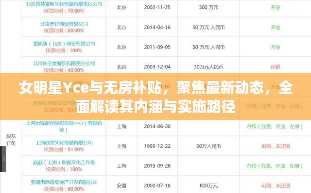 女明星Yce与无房补贴,聚焦最新动态,全面解读其内涵与实施路径