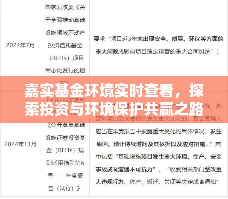 嘉实基金环境实时查看，探索投资与环境保护共赢之路的最新价值