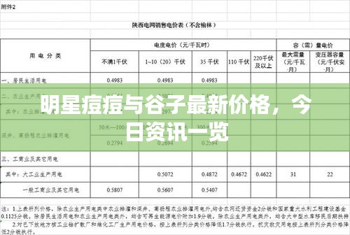 明星痘痘与谷子最新价格，今日资讯一览