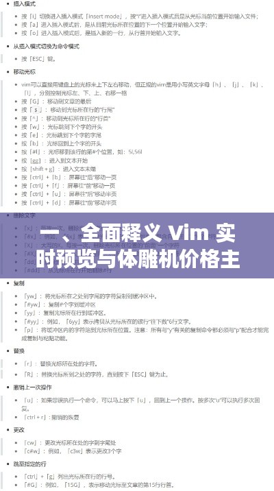 一、全面释义 Vim 实时预览与体雕机价格主题
