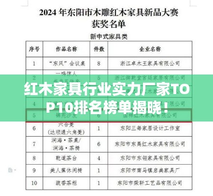 红木家具行业实力厂家TOP10排名榜单揭晓！